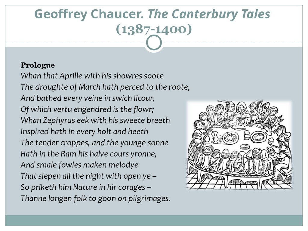 Geoffrey Chaucer. The Canterbury Tales (1387-1400)