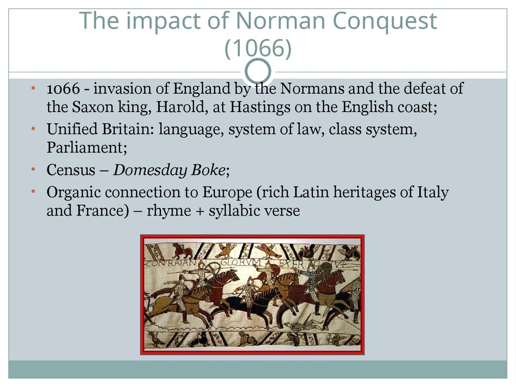 The impact of Norman Conquest (1066)