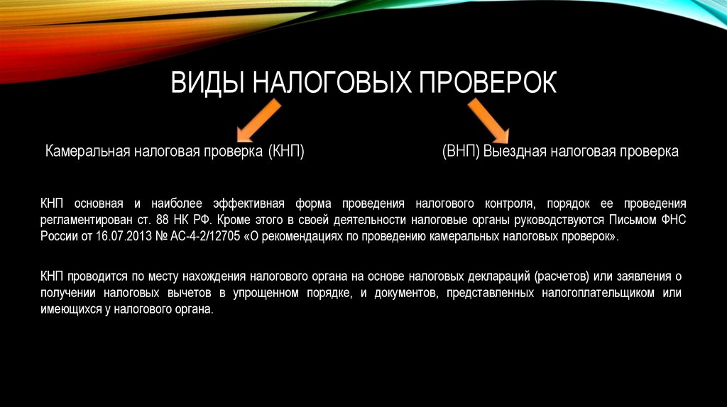 Виды налоговых проверок