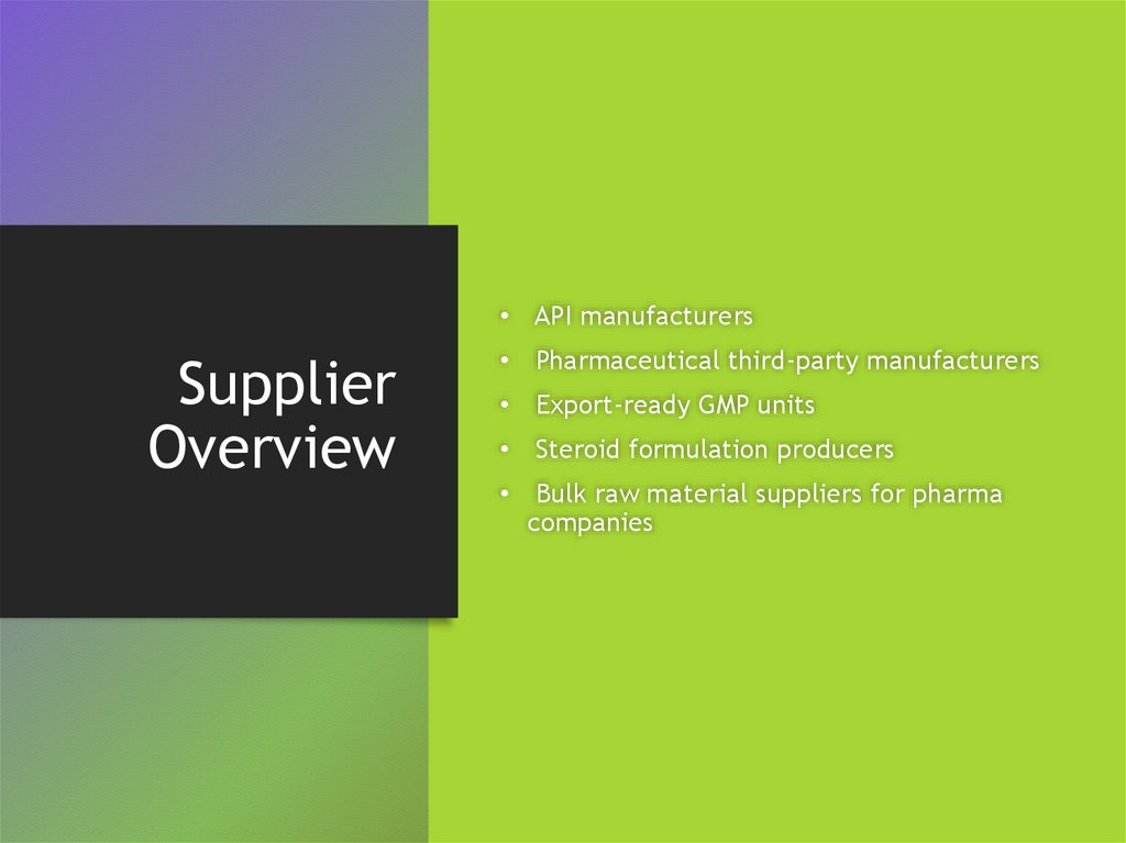 Supplier Overview