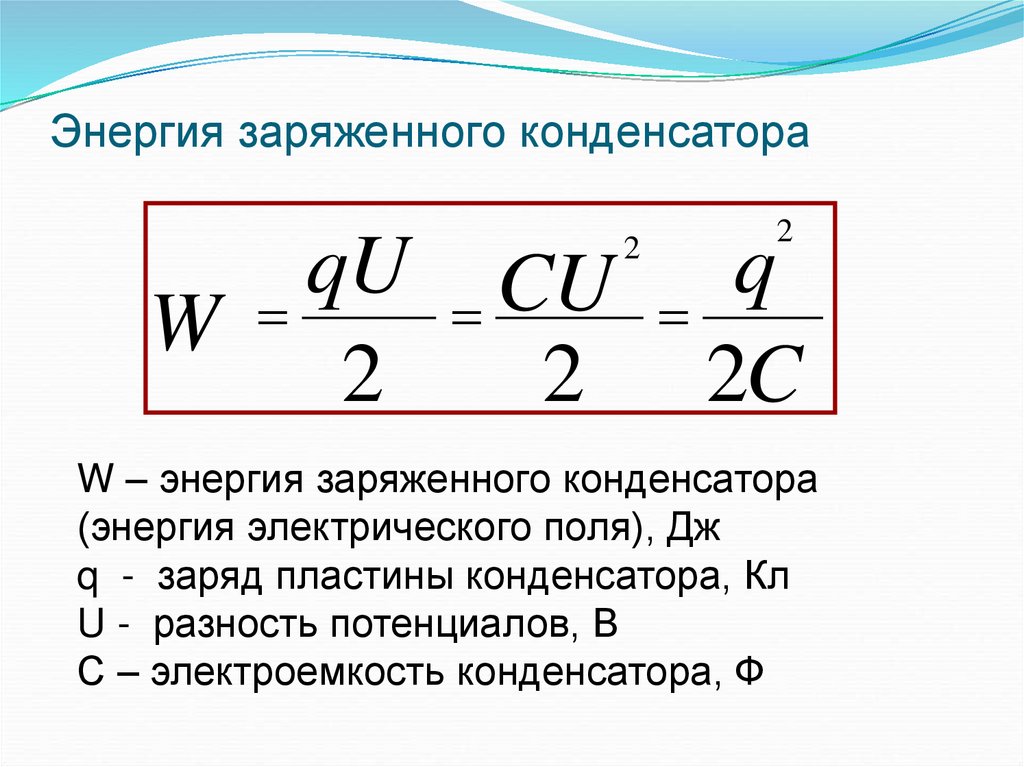 Энергия заряженного конденсатора