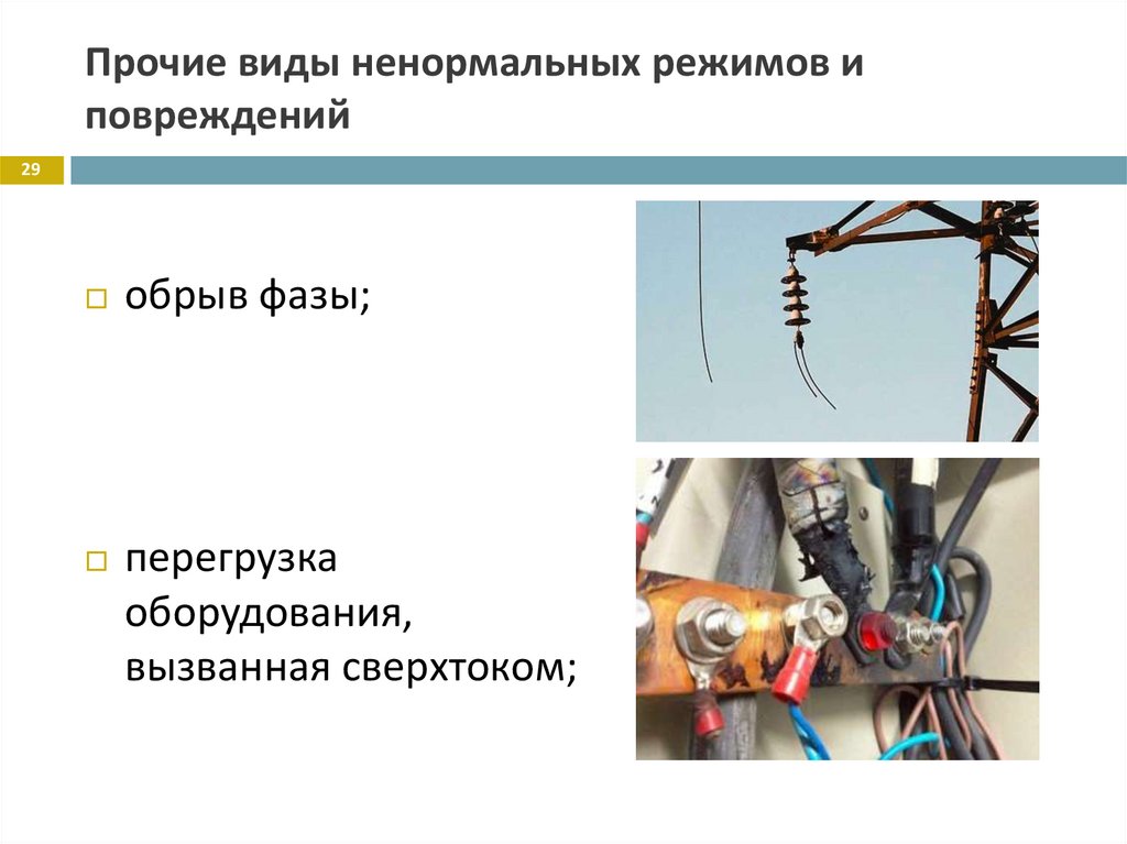 Прочие виды ненормальных режимов и повреждений