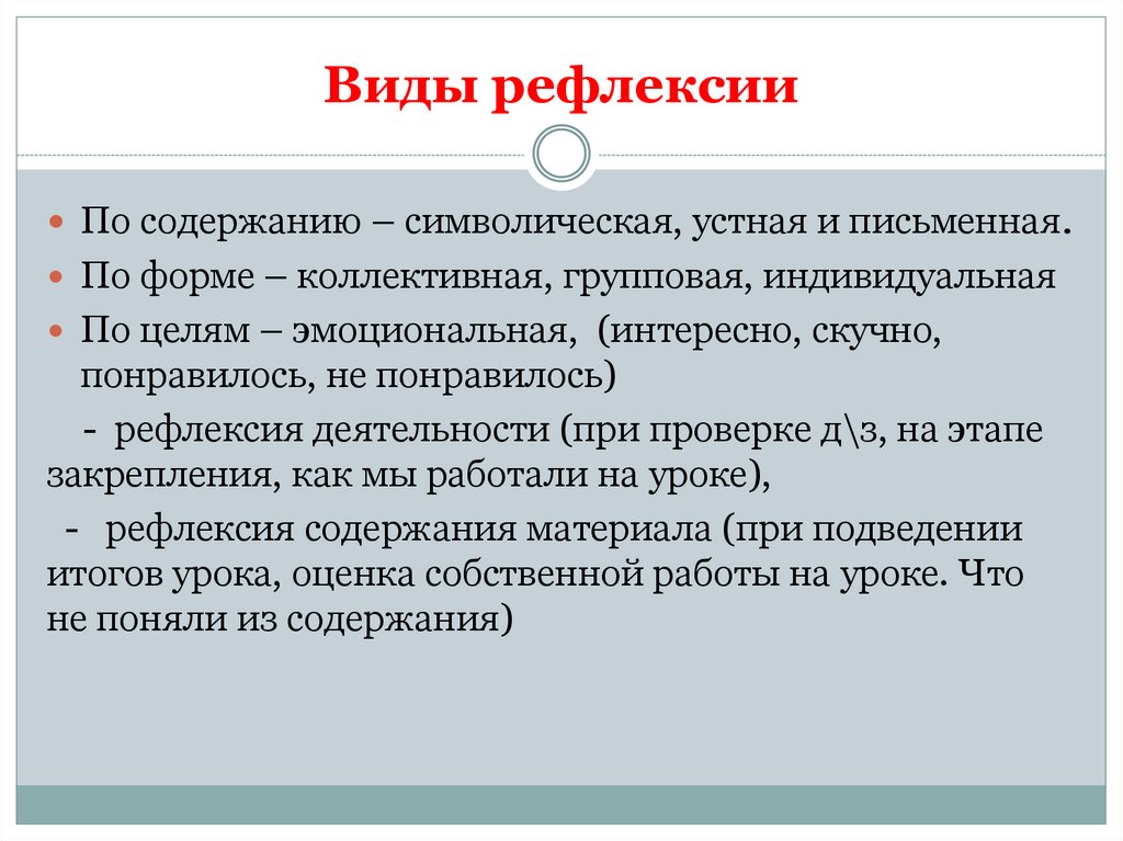 Виды рефлексии