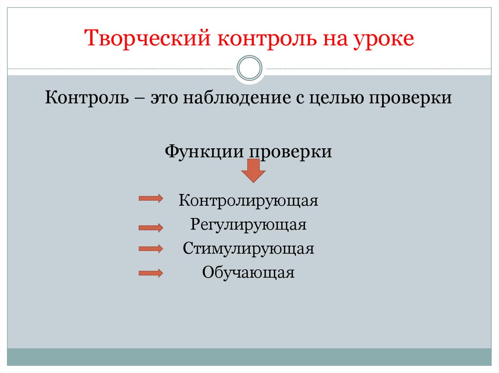 Творческий контроль на уроке