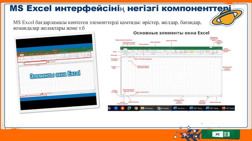 MS Excel интерфейсінің негізгі компоненттері