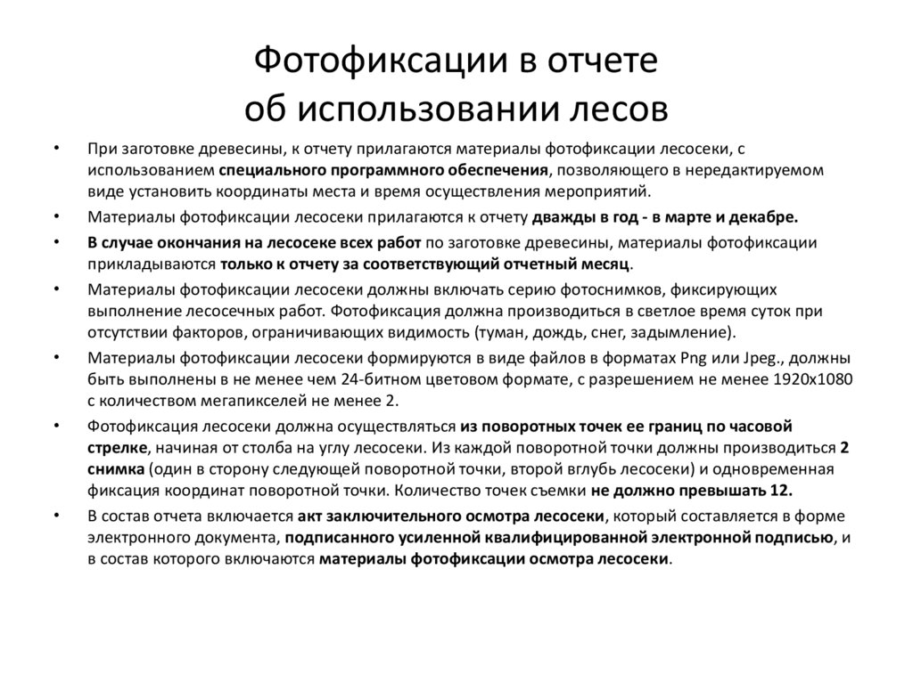 Фотофиксации в отчете об использовании лесов
