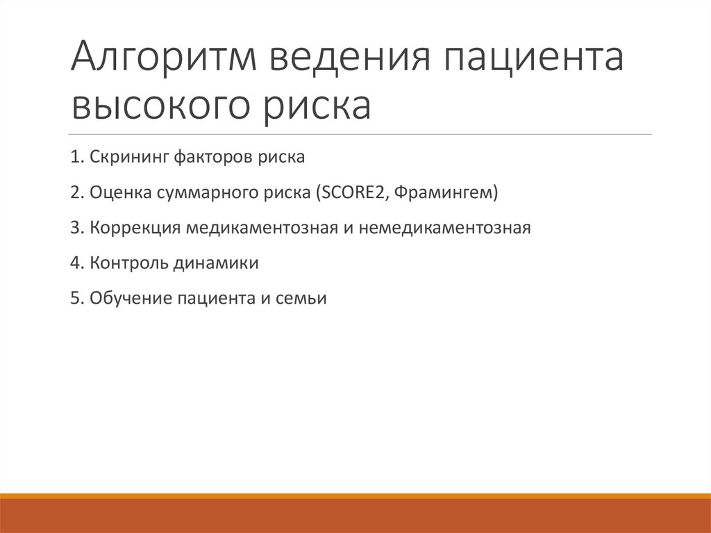 Алгоритм ведения пациента высокого риска