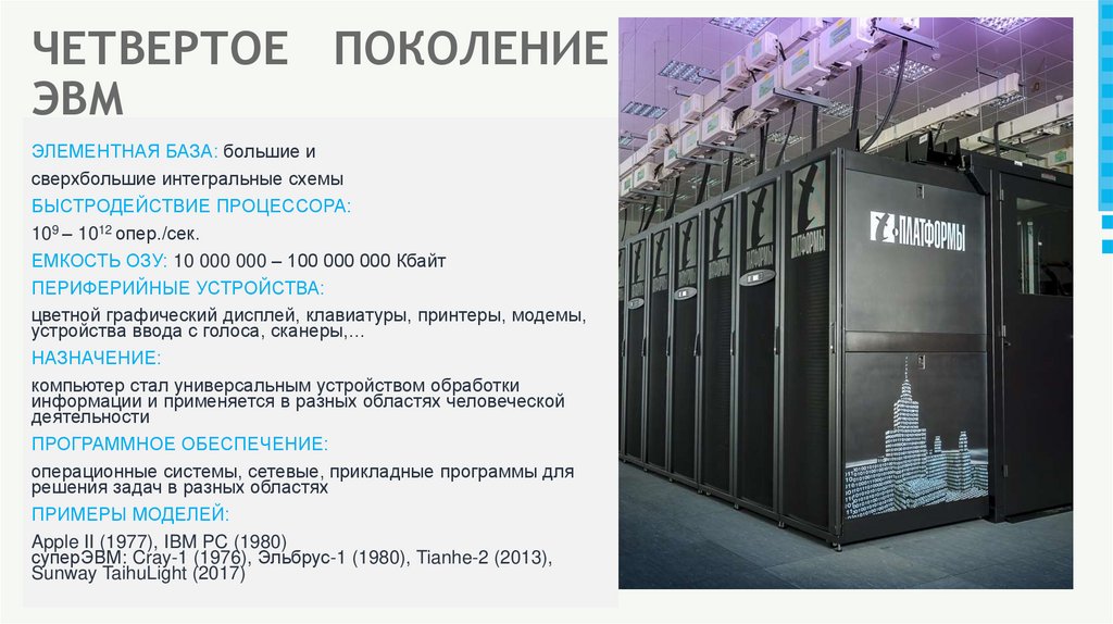 ЧЕТВЕРТОЕ ПОКОЛЕНИЕ ЭВМ