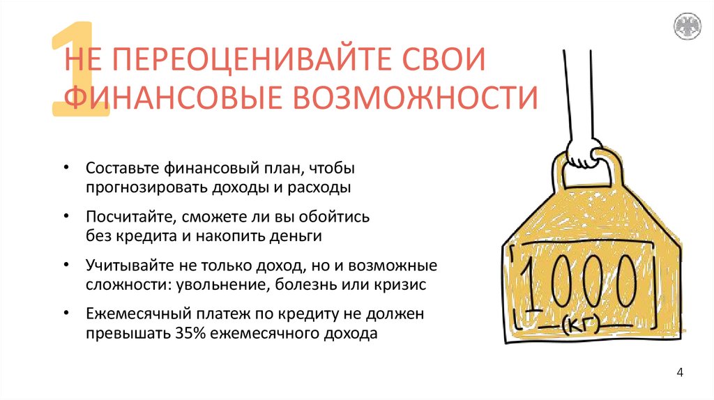 НЕ ПЕРЕОЦЕНИВАЙТЕ СВОИ ФИНАНСОВЫЕ ВОЗМОЖНОСТИ