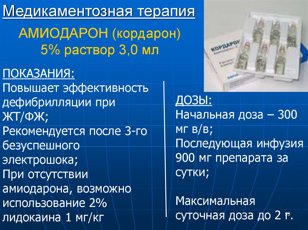 АМИОДАРОН (кордарон) 5% раствор 3,0 мл