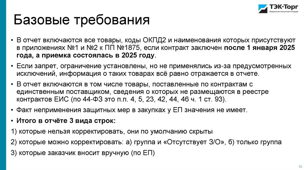 Базовые требования