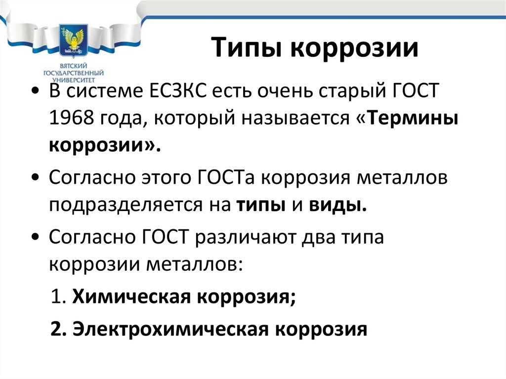 Типы коррозии