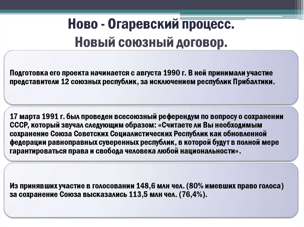 Ново - Огаревский процесс. Новый союзный договор.
