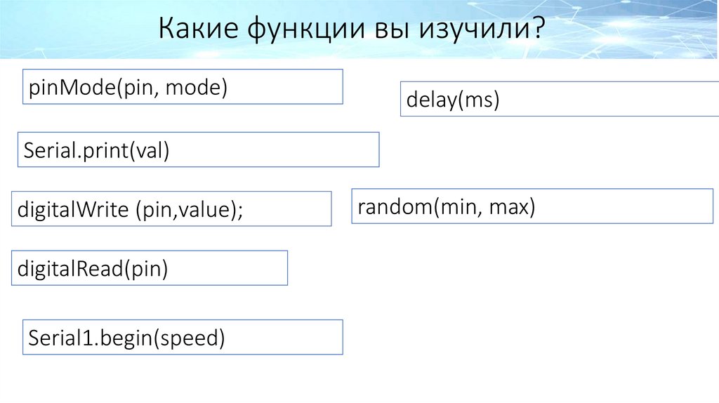 Какие функции вы изучили?
