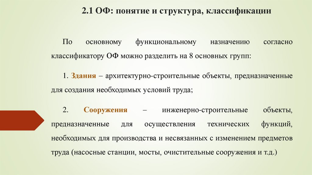 2.1 ОФ: понятие и структура, классификации