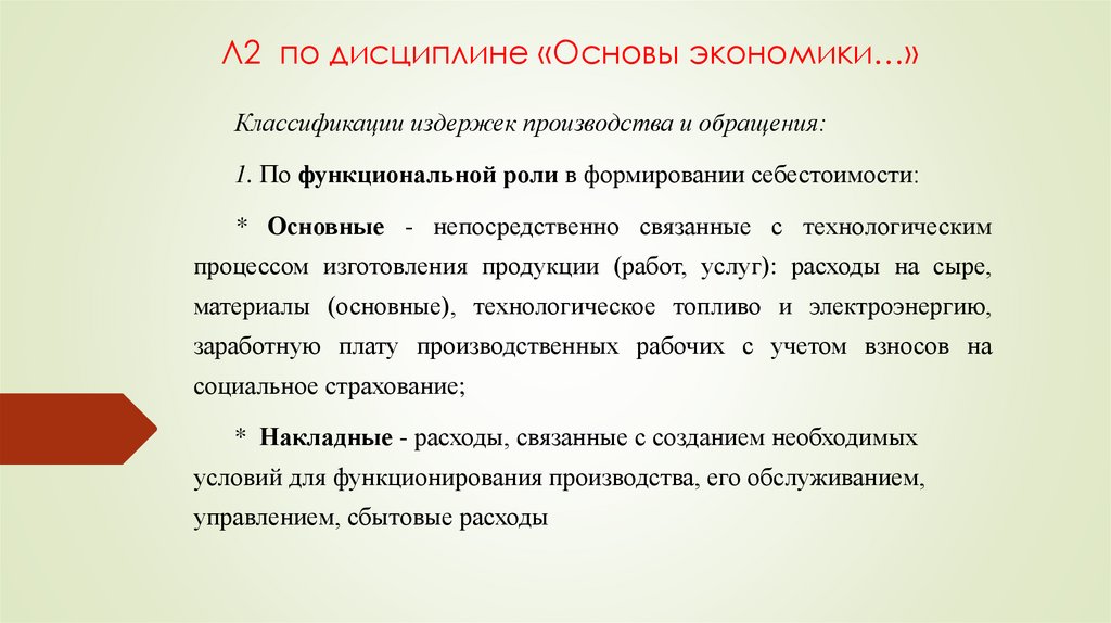 Л2 по дисциплине «Основы экономики…»