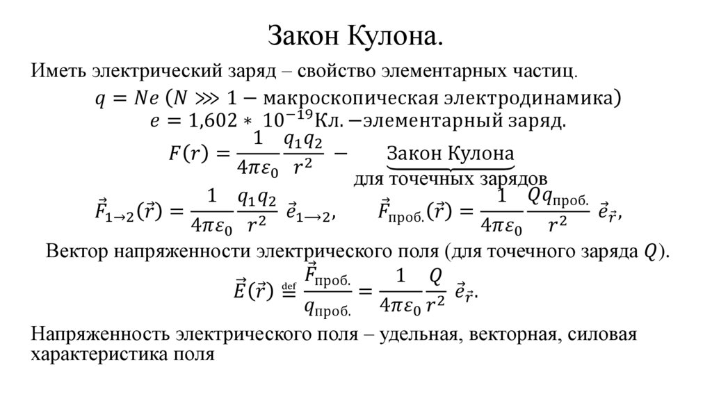 Закон Кулона.