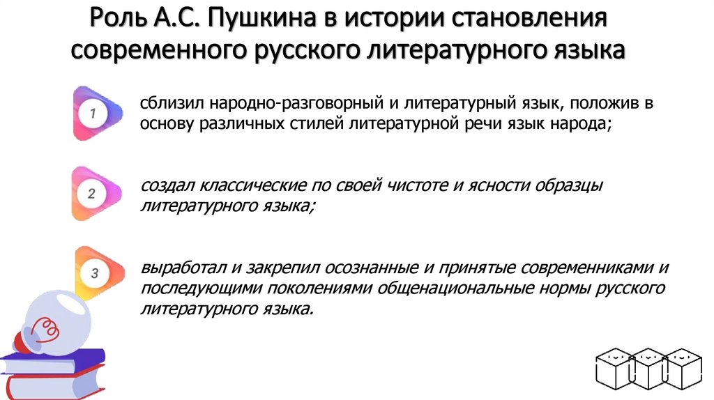 Роль А.С. Пушкина в истории становления современного русского литературного языка