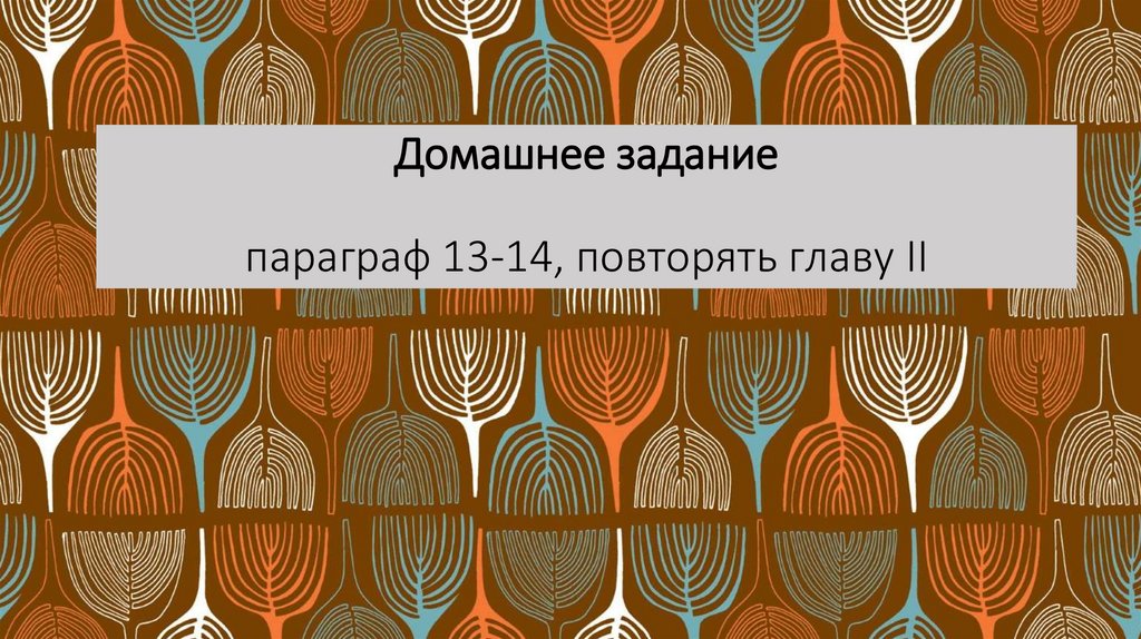 Домашнее задание параграф 13-14, повторять главу II