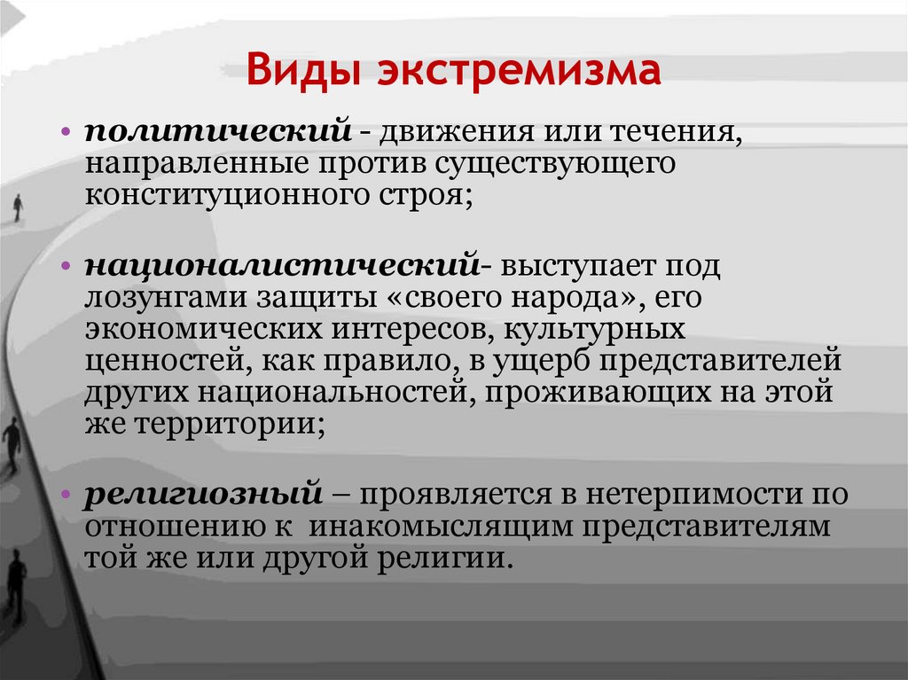 Виды экстремизма