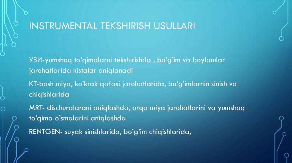 INSTRUMENTAL TEKSHIRISH USULLARI