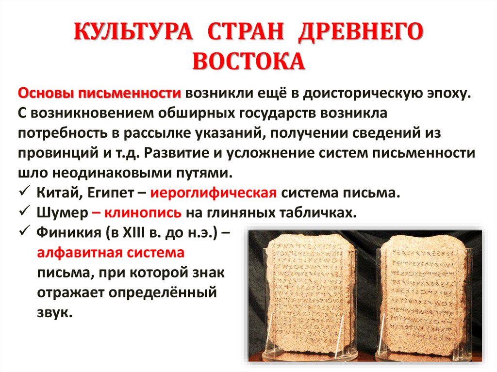 КУЛЬТУРА СТРАН ДРЕВНЕГО ВОСТОКА