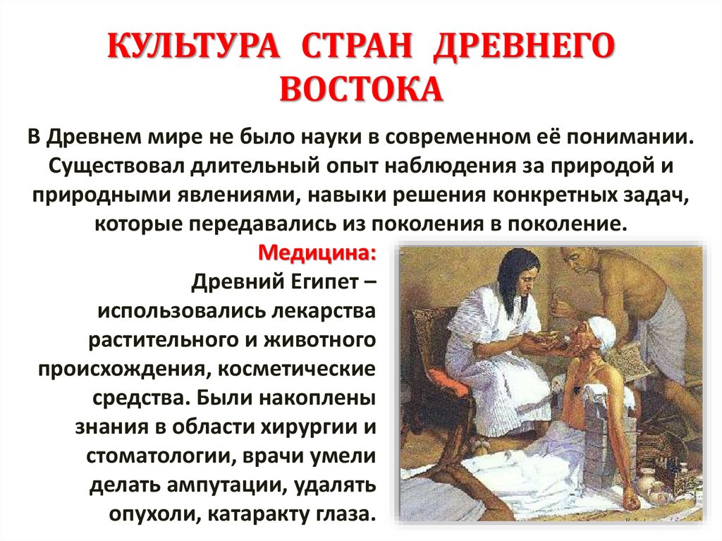 КУЛЬТУРА СТРАН ДРЕВНЕГО ВОСТОКА