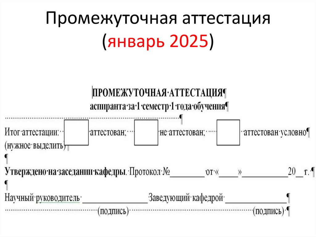 Промежуточная аттестация (январь 2025)