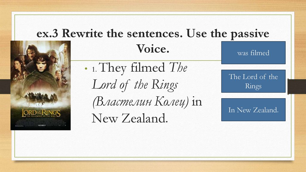 ex.3 Rewrite the sentences. Use the passive Voice.