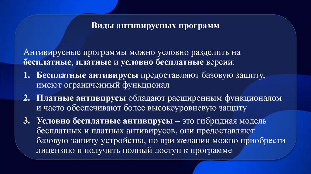 Виды антивирусных программ