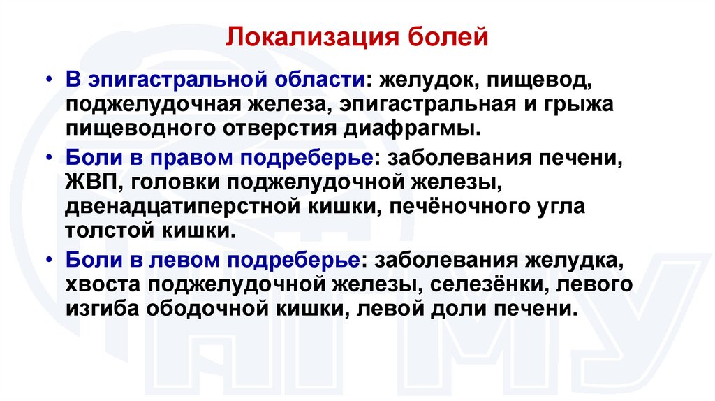 Локализация болей