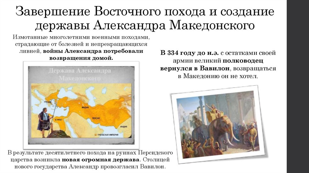 Завершение Восточного похода и создание державы Александра Македонского