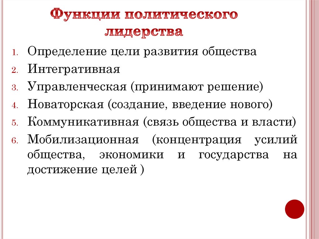 Функции политического лидерства