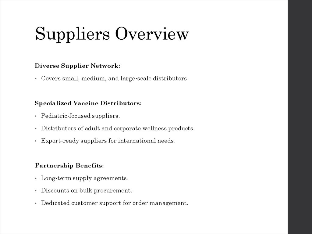 Suppliers Overview