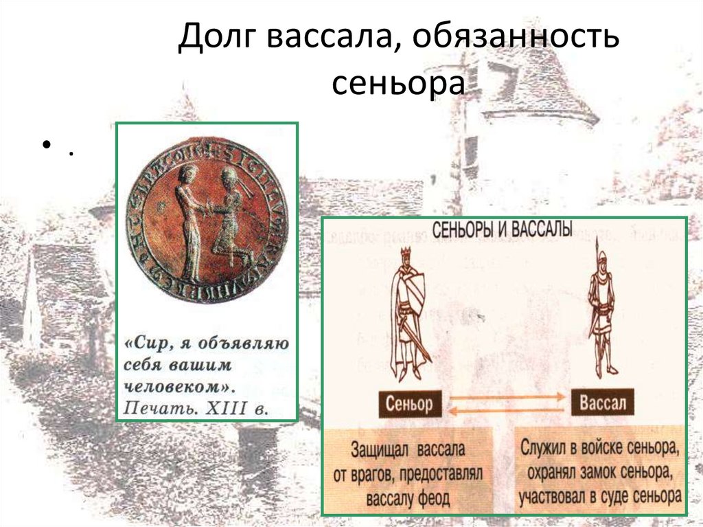Долг вассала, обязанность сеньора