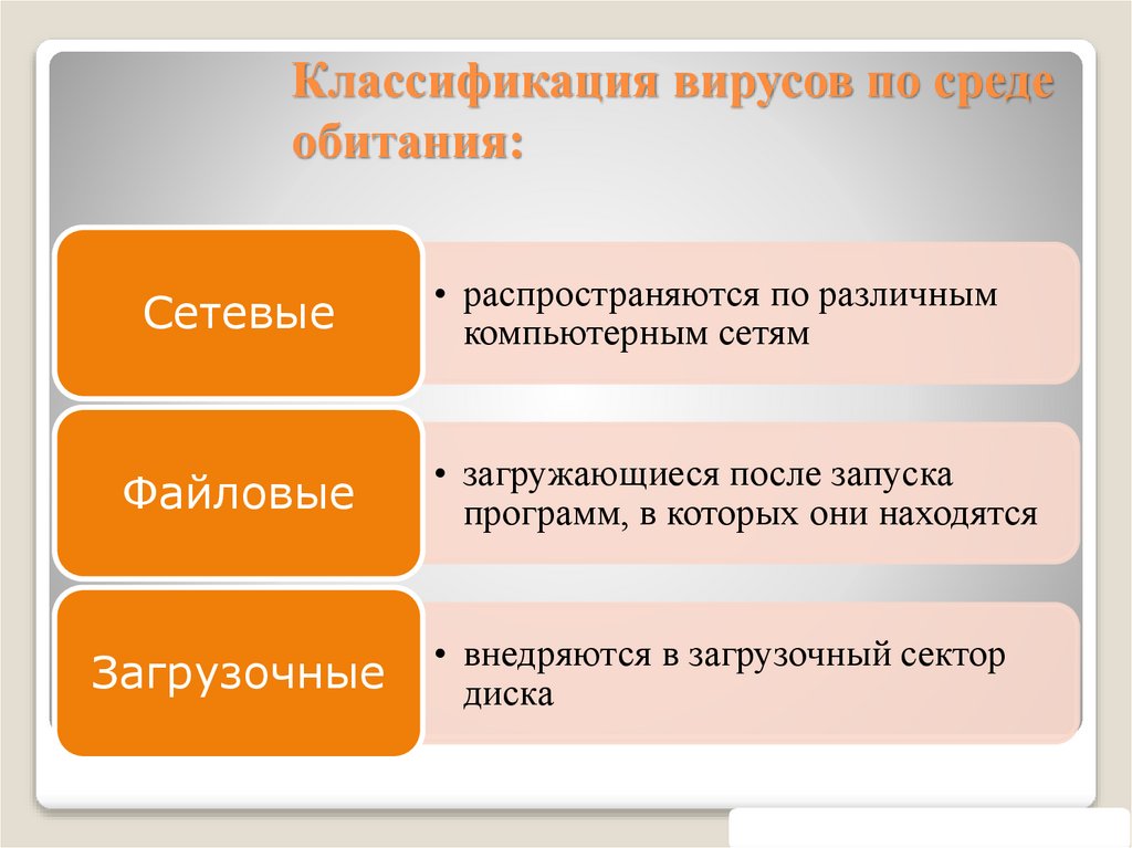 Классификация вирусов по среде обитания: