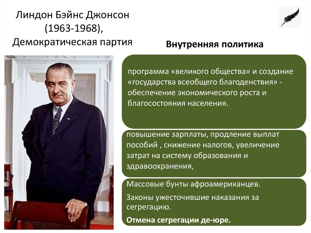 Линдон Бэйнс Джонсон (1963-1968), Демократическая партия