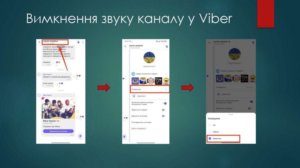 Вимкнення звуку каналу у Viber