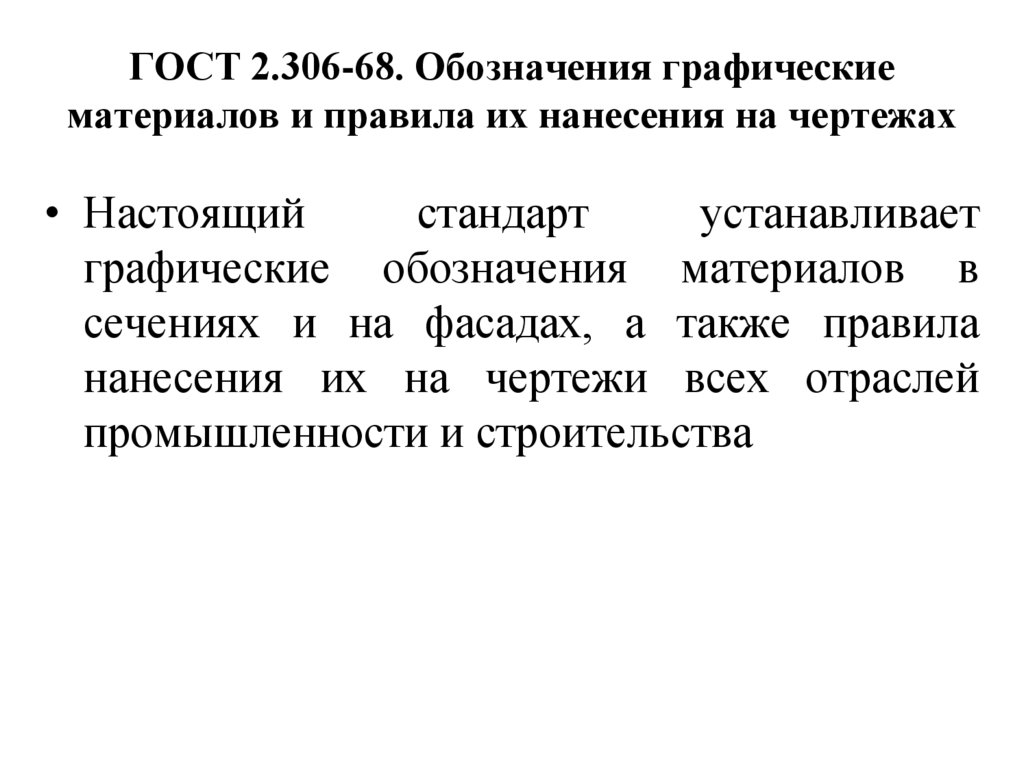 ГОСТ 2.306-68. Обозначения графические материалов и правила их нанесения на чертежах