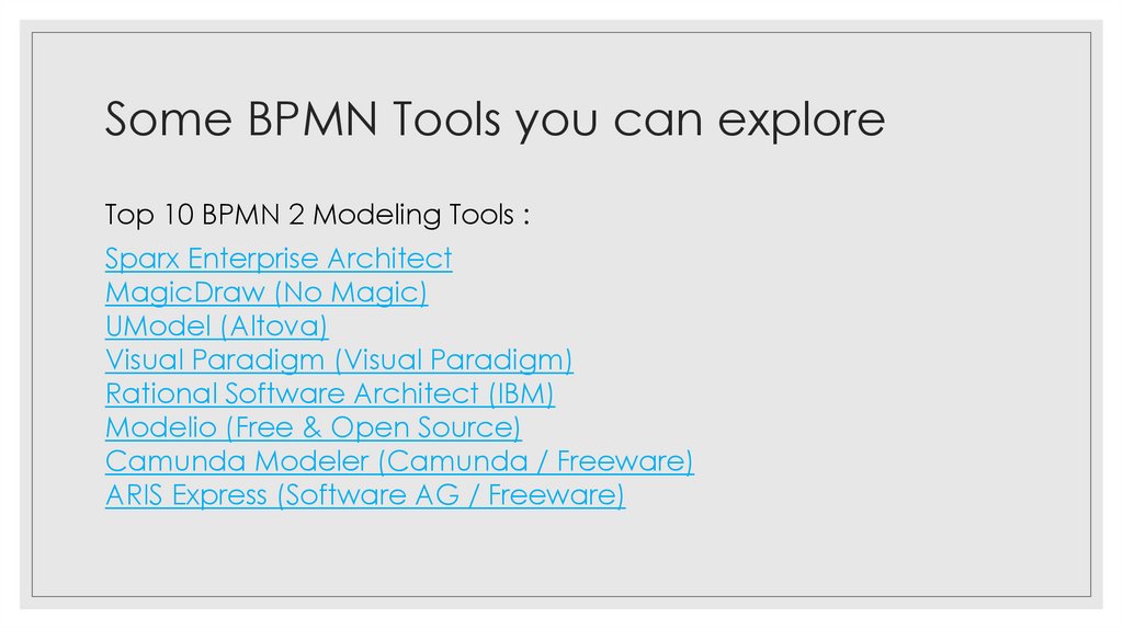 Some BPMN Tools you can explore