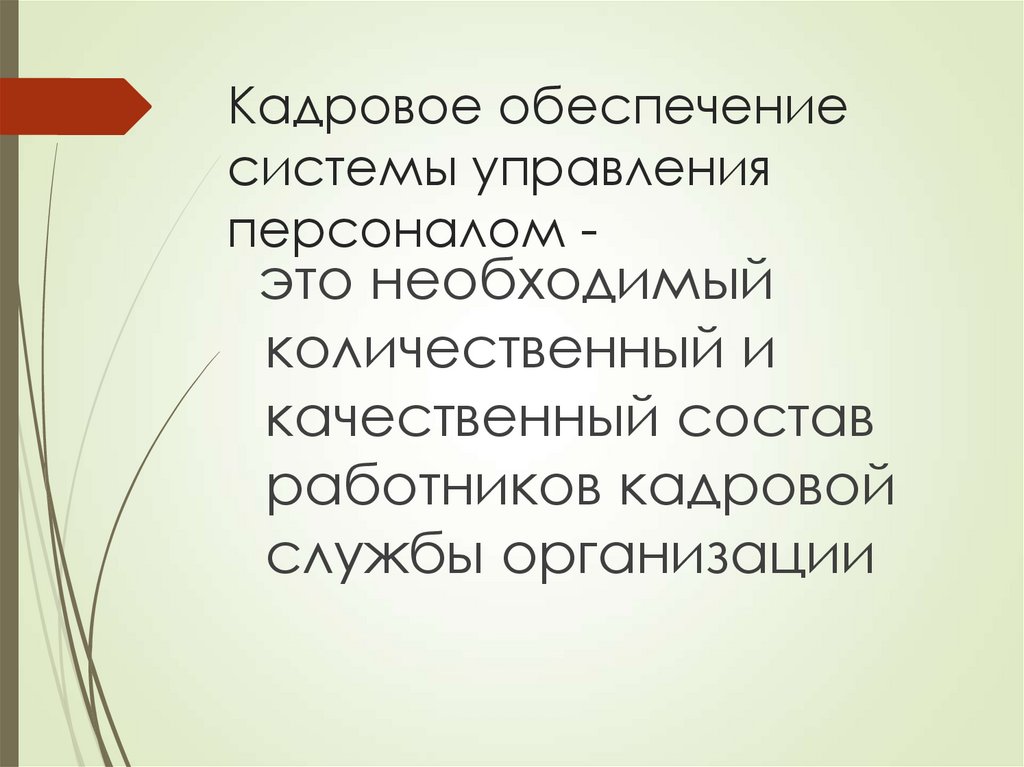 Кадровое обеспечение системы управления персоналом -