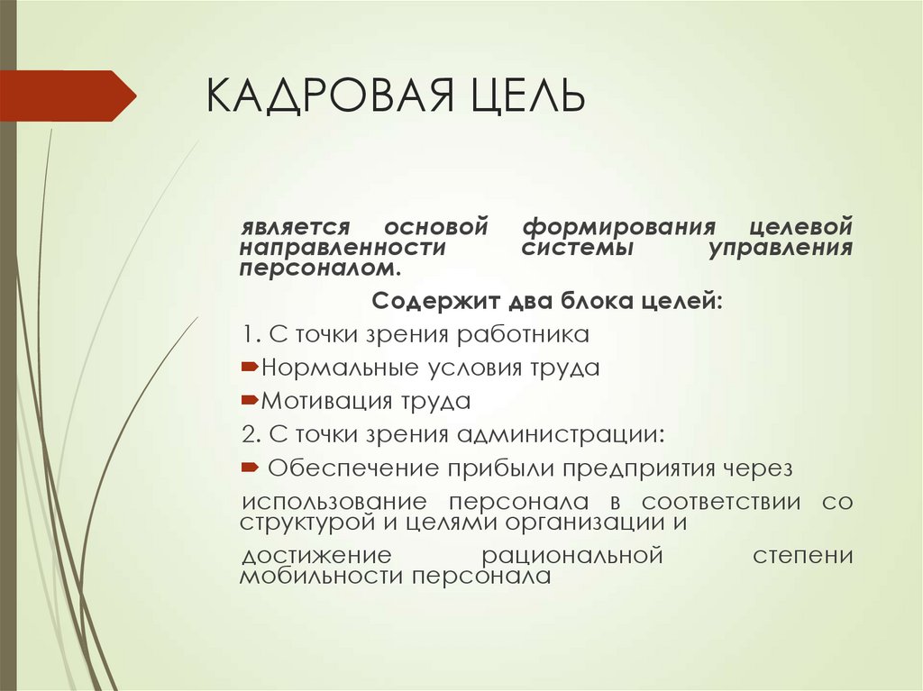 КАДРОВАЯ ЦЕЛЬ
