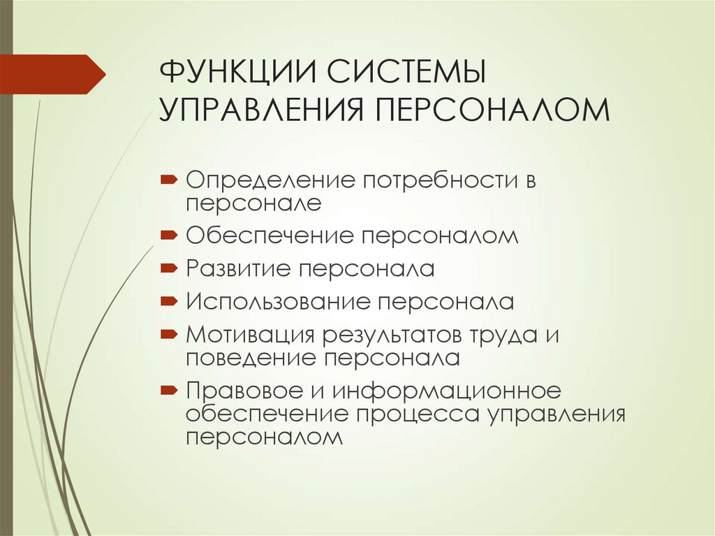 ФУНКЦИИ СИСТЕМЫ УПРАВЛЕНИЯ ПЕРСОНАЛОМ