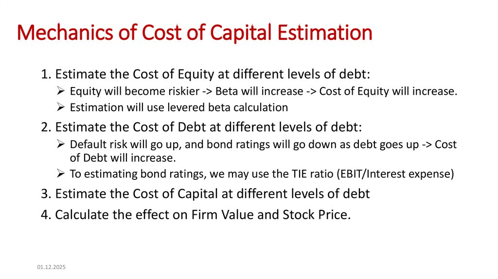 Mechanics of Cost of Capital Estimation