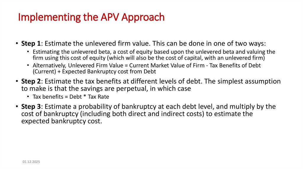 Implementing the APV Approach