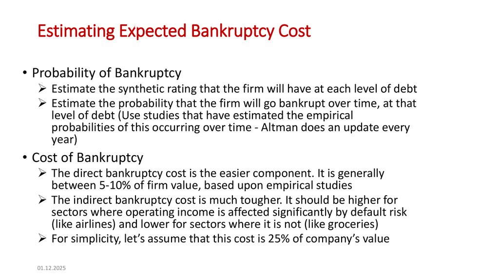 Estimating Expected Bankruptcy Cost