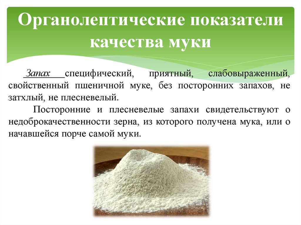 Органолептические показатели качества муки