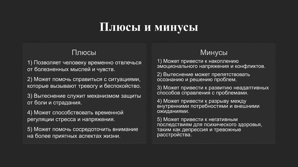 Плюсы и минусы