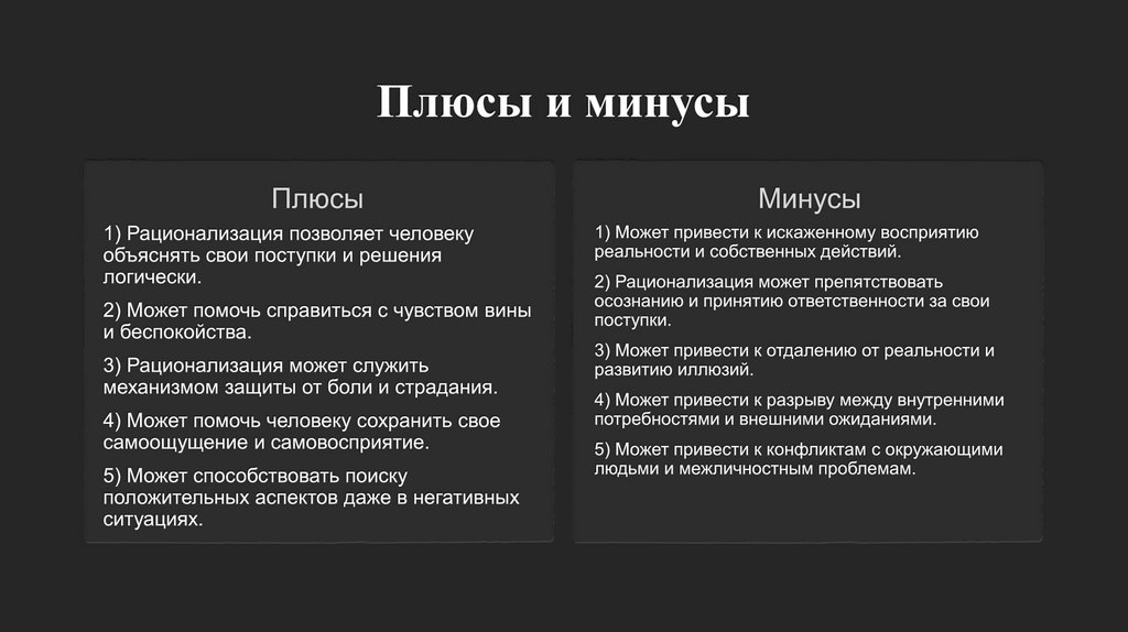 Плюсы и минусы