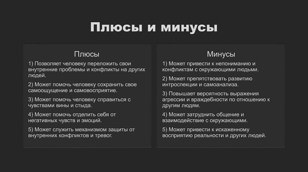 Плюсы и минусы